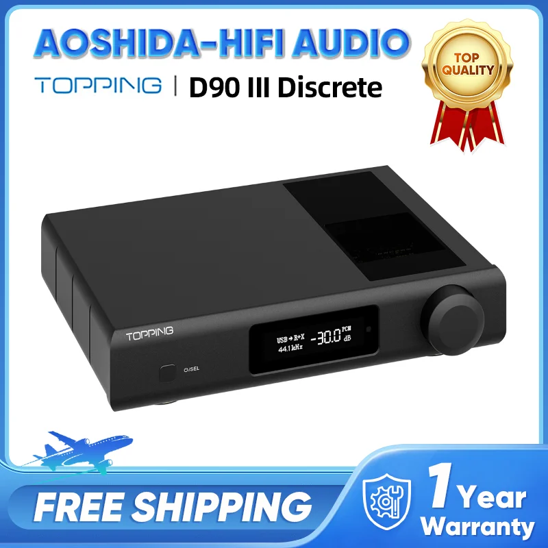 

TOPPING D90 III Discrete Fully Balanced HiFi DAC PCM768 DSD512 BT5.1 Support LDAC with Remore Control Hi-Res Decoder