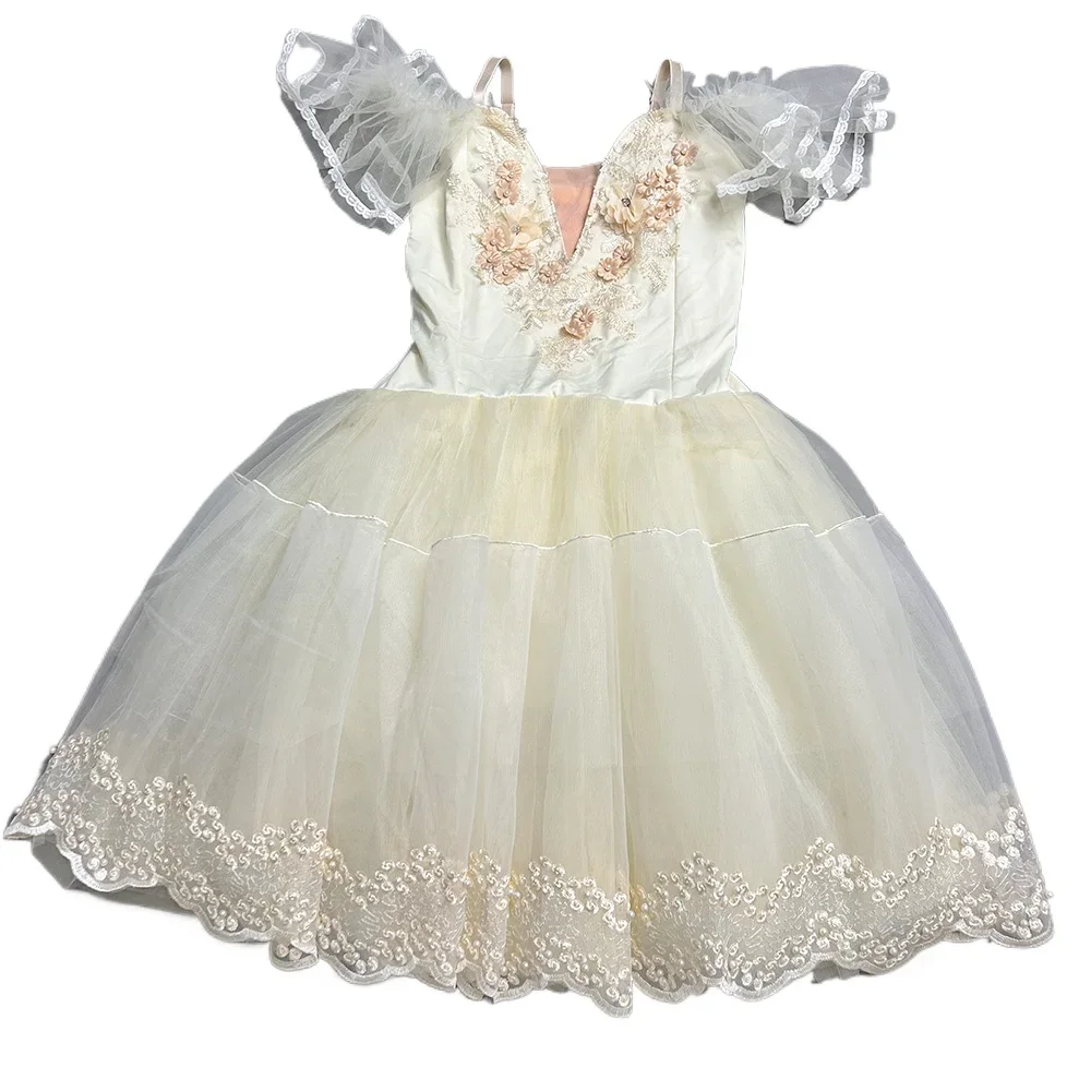 Romantische Tutu Ballett Kleid Für Mädchen Beige Ballett Frau Trikots Party Kleider Bühne Kleidung Modern Dance Kostüm Ballett Tragen