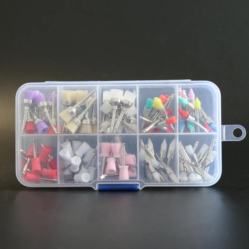 100 قطعة من أكواب فرشاة تلميع خلط الأسنان، مجموعة من الفولاذ المقاوم للصدأ ذات نهاية مسطحة/حادة #5