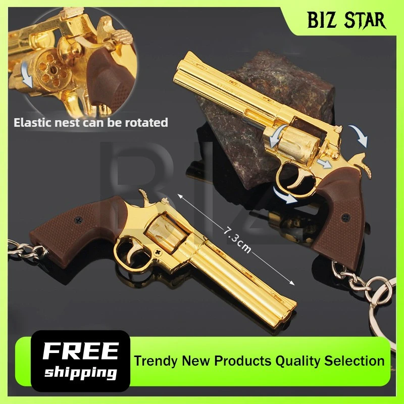7cm/2.75in Mini metalowy rewolwer pistolet metalowy pistolet zabawkowy brelok wisiorki odłączana wersja gra pistolet Model mężczyźni ozdoba chłopiec prezent