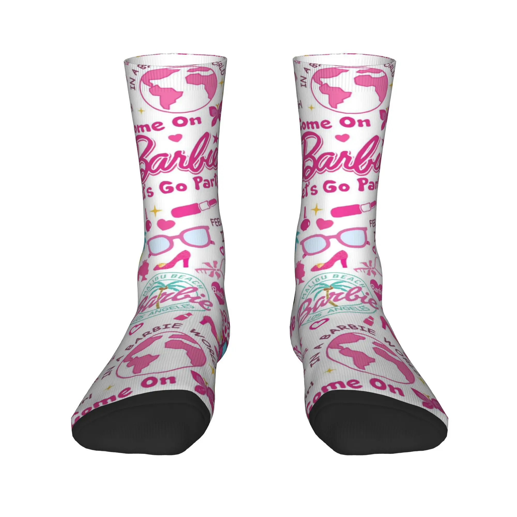 Custom Fashion Mens Barbie Peripheral Movie Dress Socks Unisex Comfortable Warm 3D Printing  Crew Socks