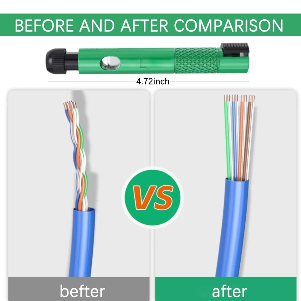 Portable Pen Style Network Cable Organizer for Network Cable Stripping Straightening and Organizing with High Carbon Steel Blade