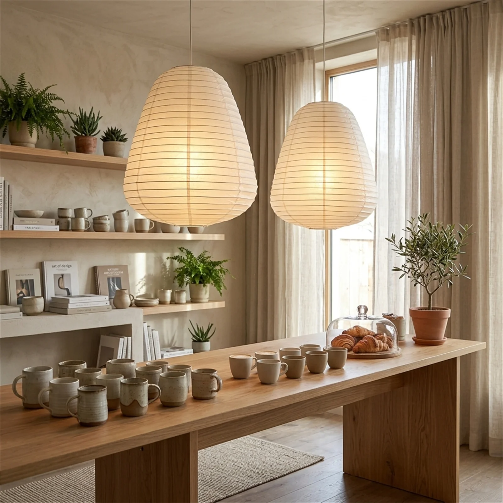 2Pack Vase Rice Paper Lampshade Wabi Sabi Japandi Hanging Ceiling Pendant Light Shade for Living Room Bedroom Home Decor