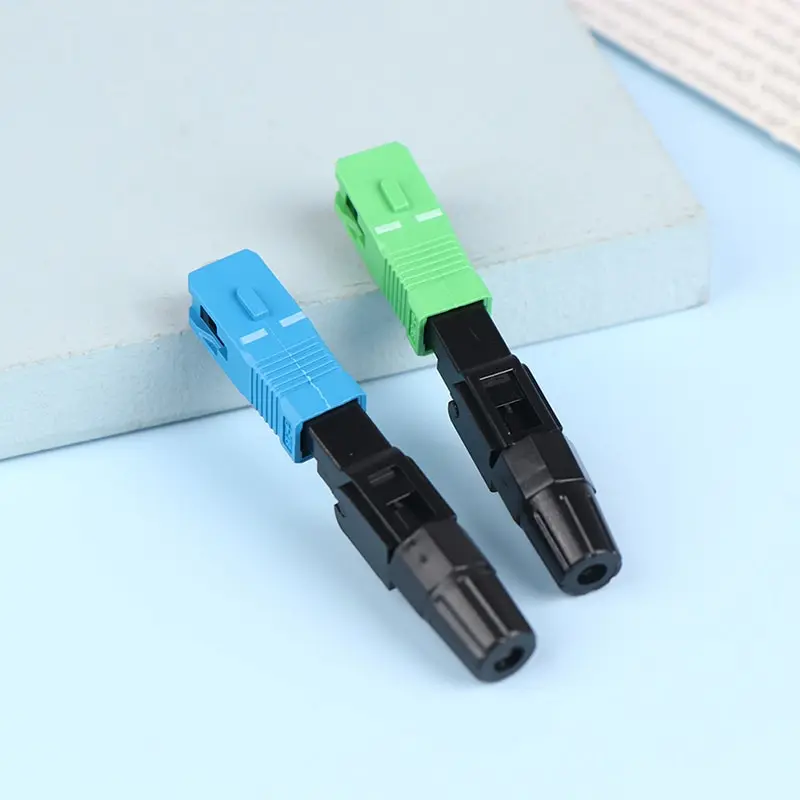 5pcs Embedded SC APC Fiber Optic Fast Connector Single Mode Fiber Optic Adapter FTTH Fiber Quick Connector Field Assembly