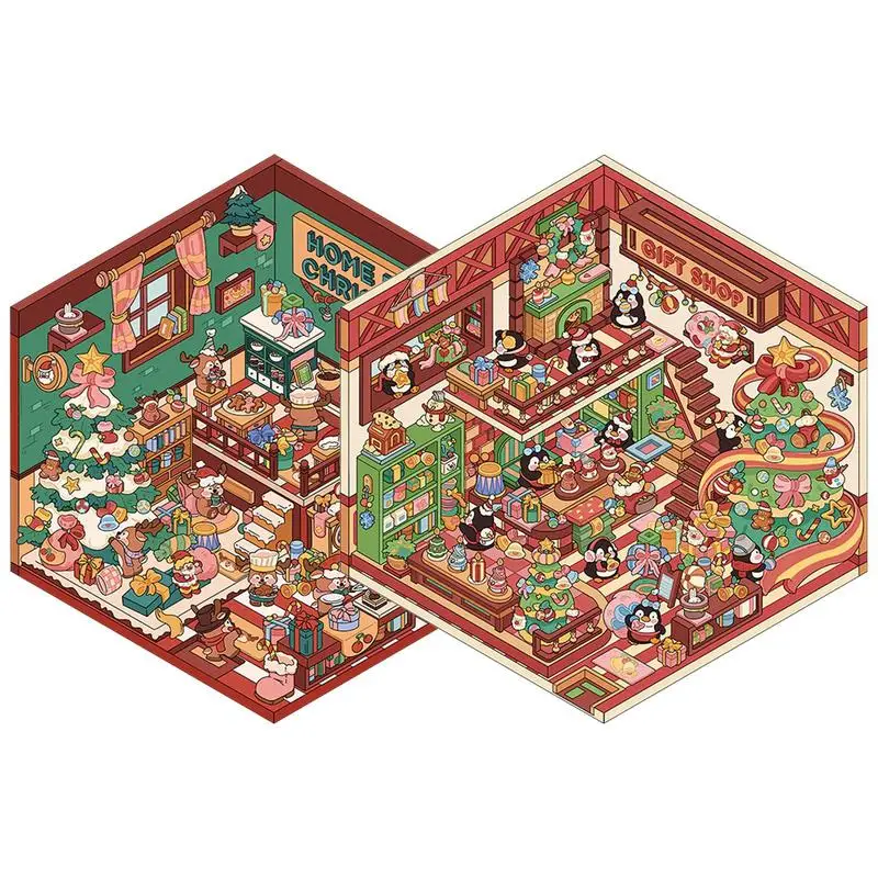 Handmade 3D House Stickers Cute Fun Cartoon 3D Scene Stickers Handmade 3D Sticker Scene For Adults Kids