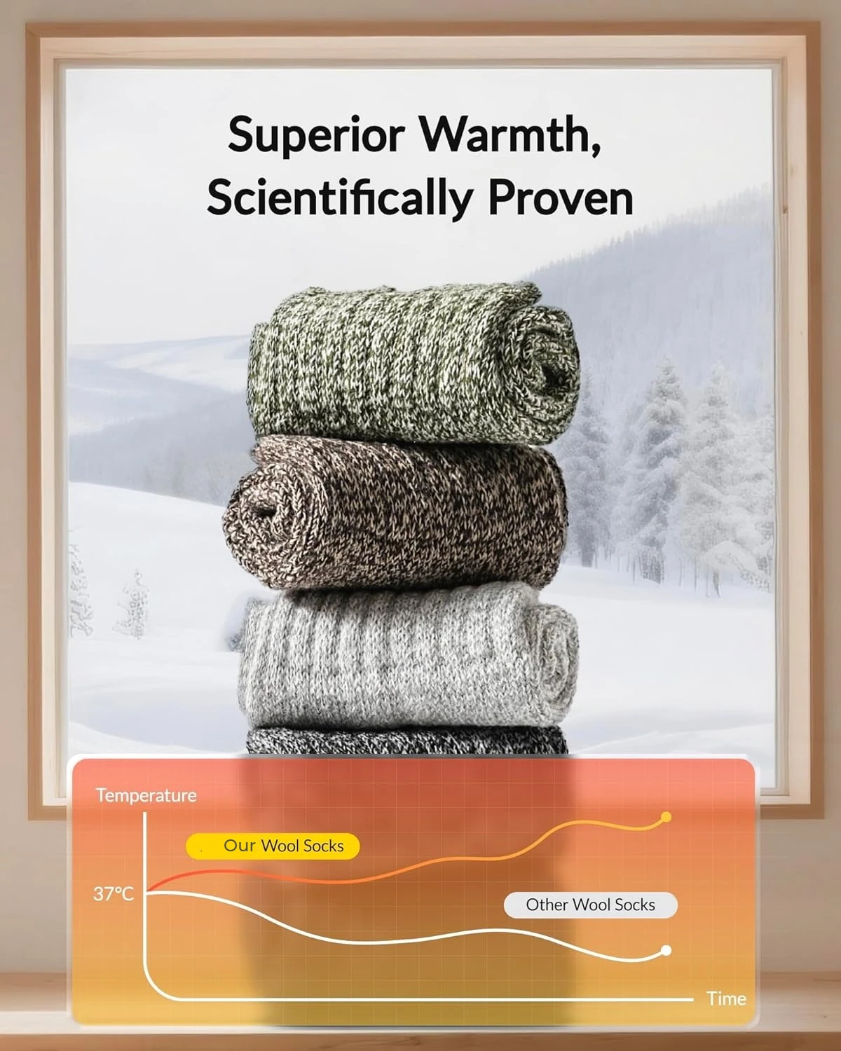 Winter Hiking Socks Set Winter Gift for Women Mom: Warm Durable Soft Wool Socks 5-Piece Set