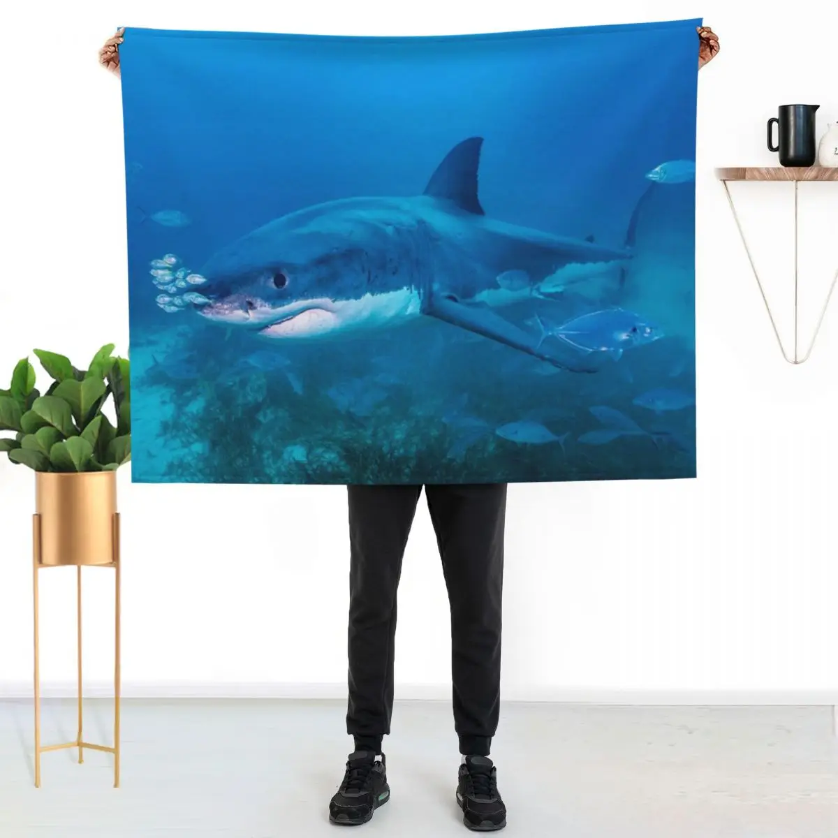 Great White Shark Underwater Throw Blanket sofa bed Luxury Vintage Large Weighted anime Blankets