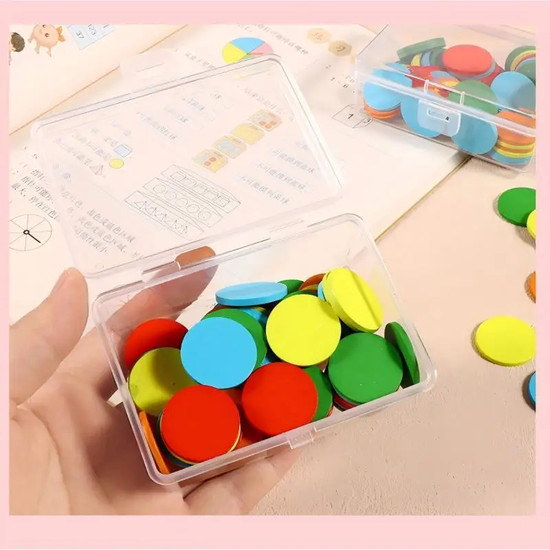 50Pcs Round Plastic Math Counters Colored Counting Chip Kids Early Math Learning Toy Kindergarten Preschool Math Learning