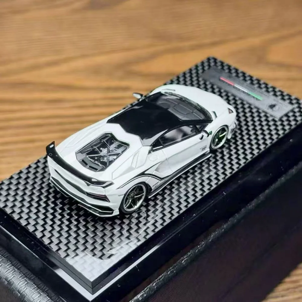 Ready stocks YM 1/64 AventadorS BlackTopPullFlower Limited Edition Alloy Full-Open collectible Car Model