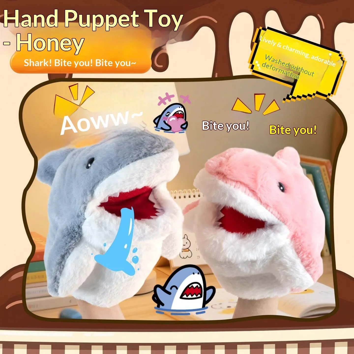 Shark Hand Puppet Plush Shark Arm Glove Toy Funny Interactive Stuffed Doll Kids Birthday Gift Couple Prank Game Student Play Dec view 2