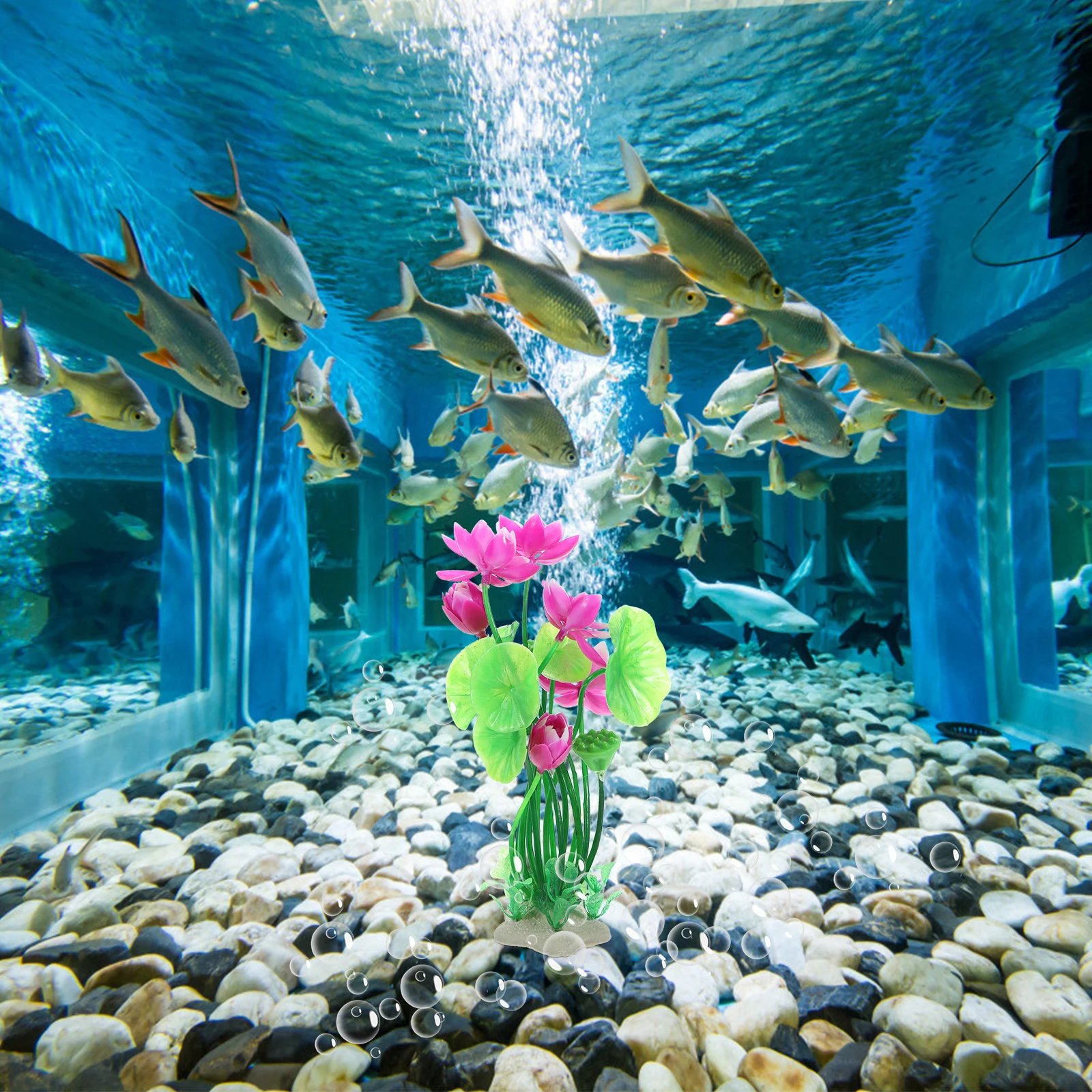 

Artificial Water Plants Aquatic Lotus Decorative Fish Tank Accessories Plastic Aquarium Plants for Tropical Fish Tank L scape