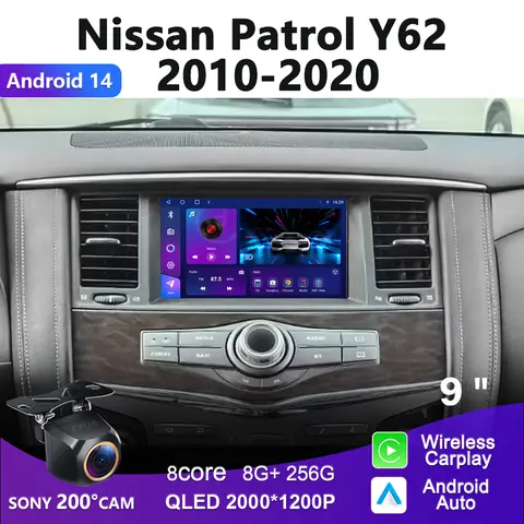 Radio con GPS para coche, reproductor Multimedia con Android 14, 2K, pantalla Incell, estéreo, 5G, wifi, para Nissan Patrol Y62 2010 - 2020