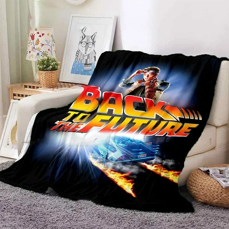 2026 Sci-Fi Movie Pattern Blanket Back To The Future Warm Flannel Thin Blanket Portable Home Travel Office Lunch Break Blanket