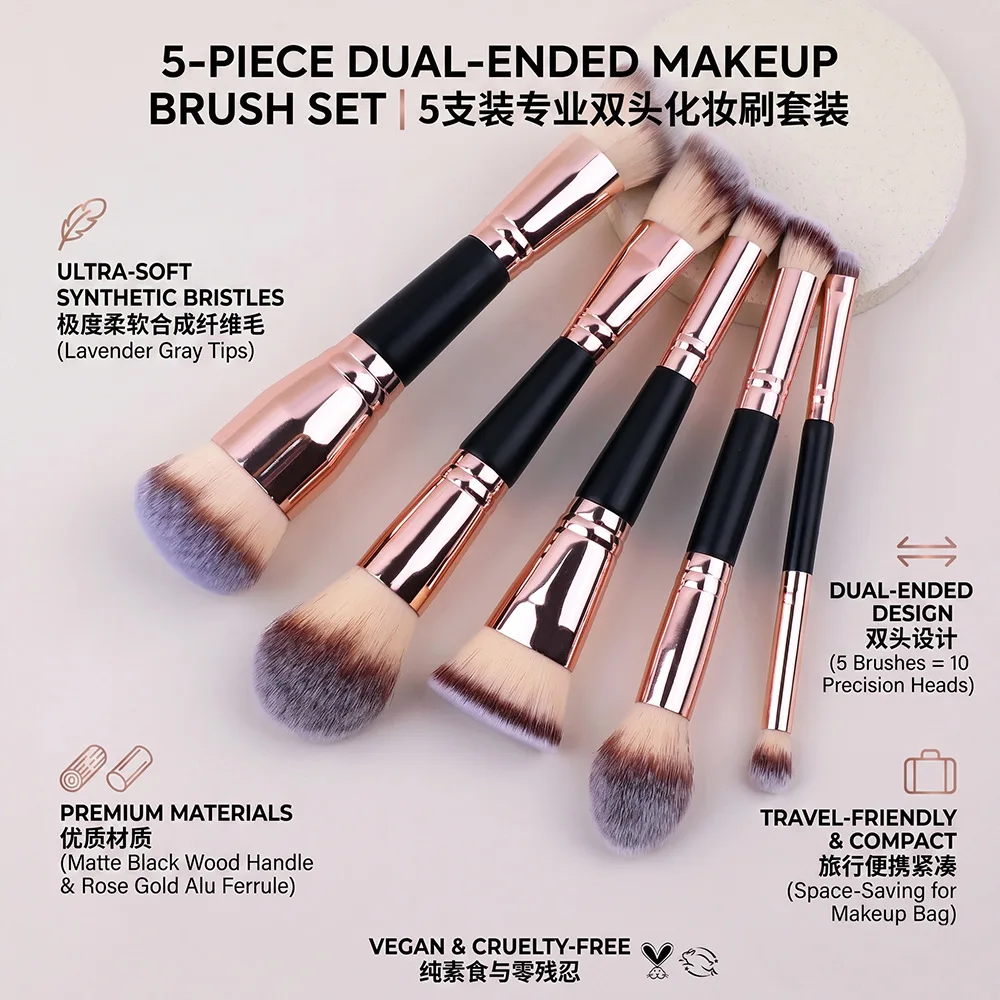 Double Ended Foundation Concealer Brush Portable Professional Angle Contour Powder Concealer Makeup Tool Face Blending Gift