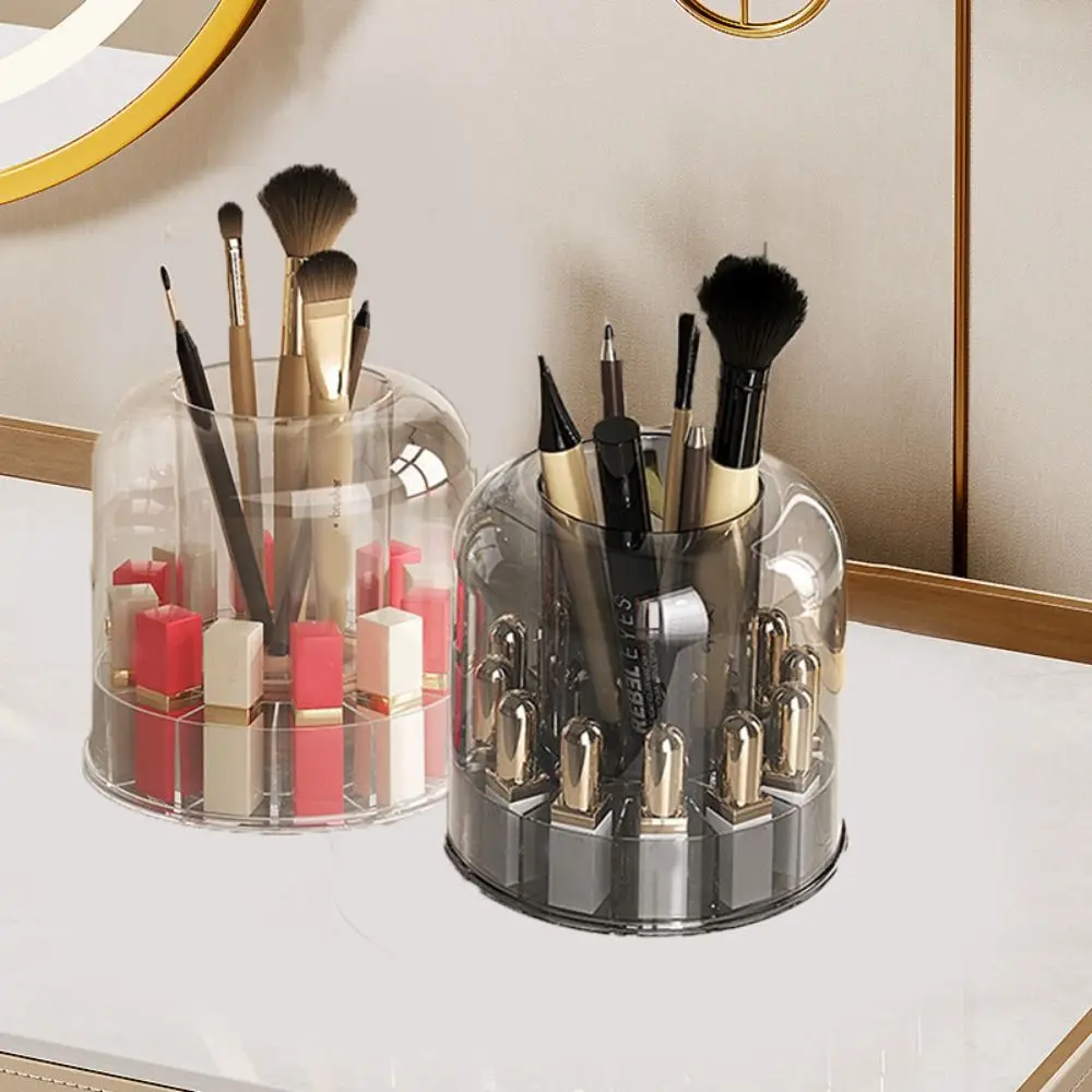 

Transparent Cosmetics Rotary Storage Box Rotatable Plastic Makeup Storage Rack Large Capacity Lipstick Compartment Organizer