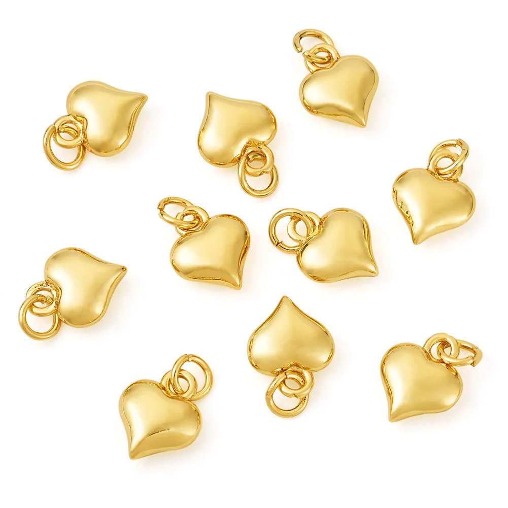 

10Pcs Real 18K Gold Plated Plating Brass Pendants Heart Charms Pendants High Quality DIY Jewelry Findings Accessories Wholesale