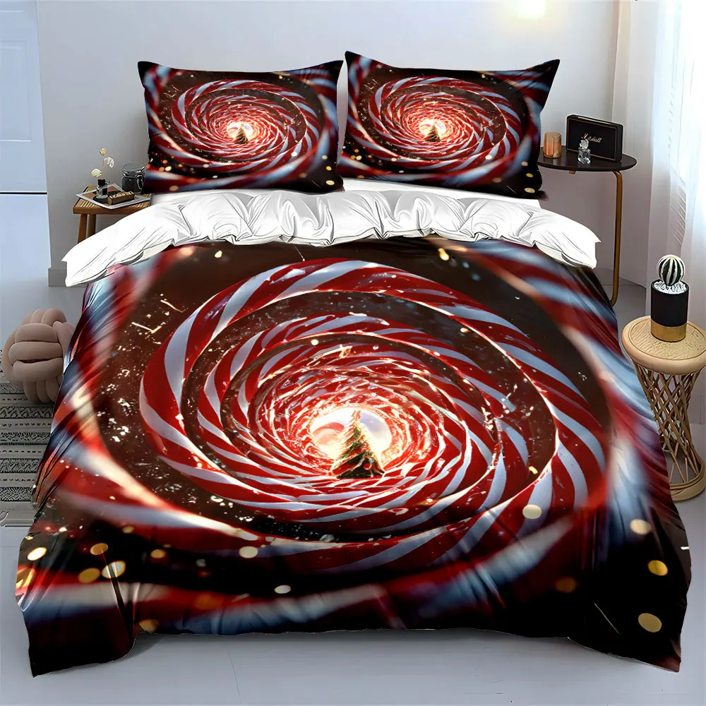 

Candy Cane Christmas Decoration Set kid's and adults' bedroom decor, Exquisite three-piece bedding set gift