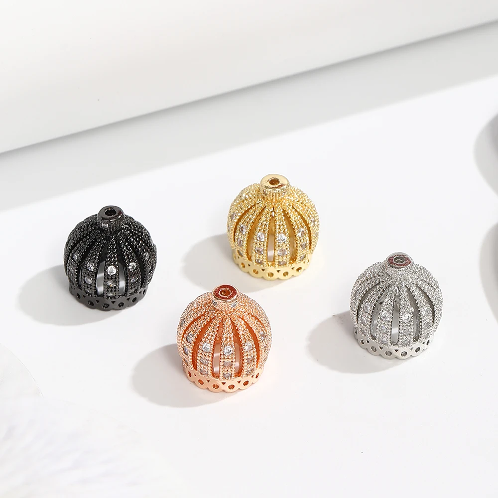 

BenS 14*13mm Brass Cubic Zirconia Tassel Cap 4 colors Crown Tassel Caps charms DIY Earring Necklace jewelry making Findings K20