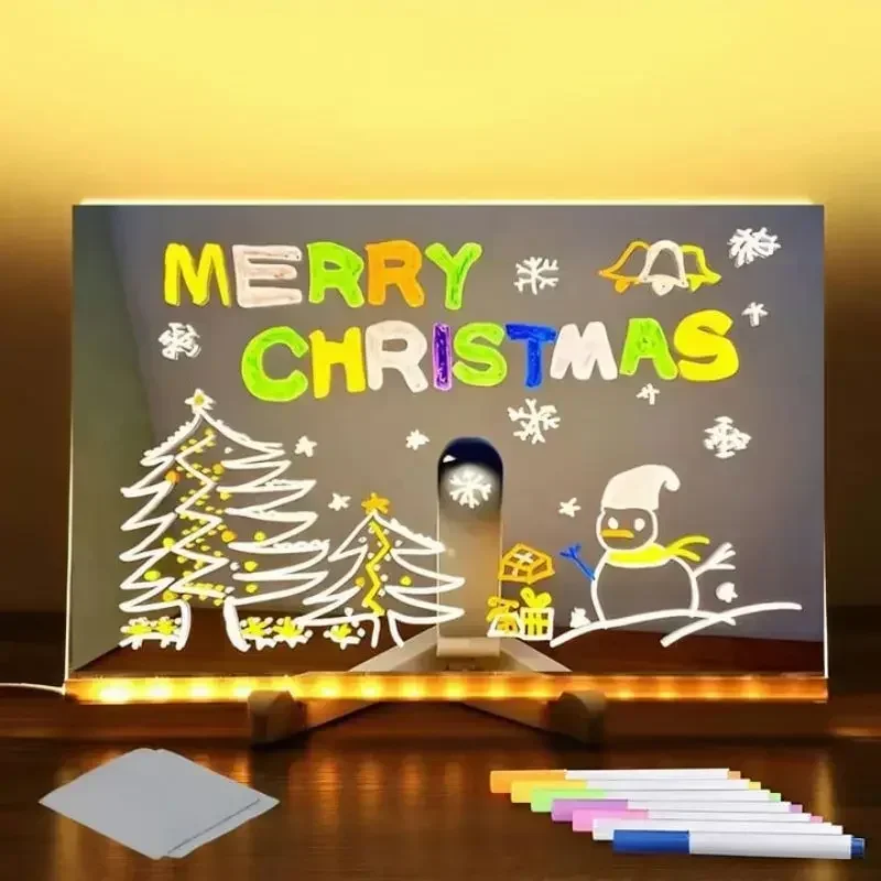 LED Note BOARD สี LED Letter ข้อความหมายแก้ว 7 ปากกาสีสัน Erasable Neon Sign กระจกใส Writing BOARD