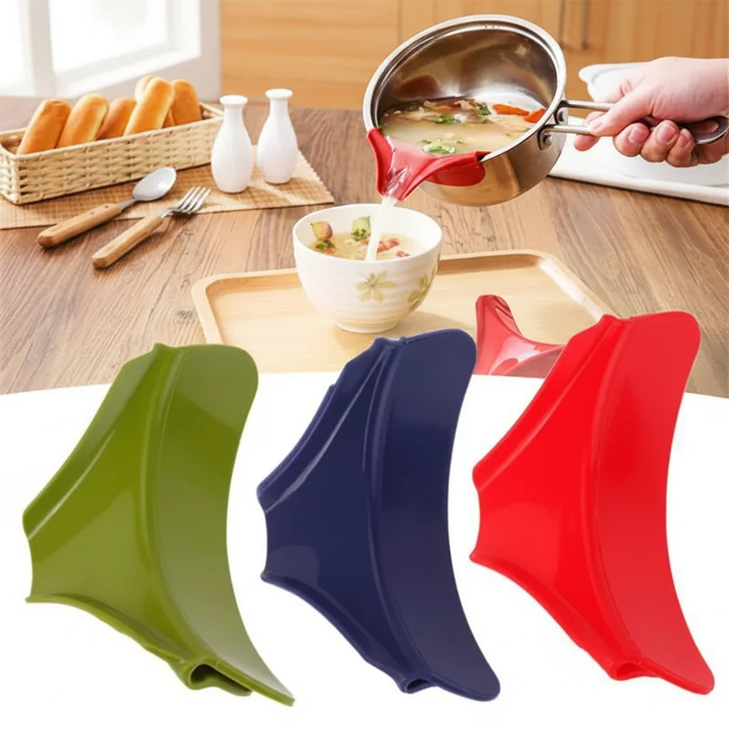 Silicone Deflector Liquid Diversion Tool for Kitchen Gadgets Anti-Spill Pots and Pans Round Rim 1Pc