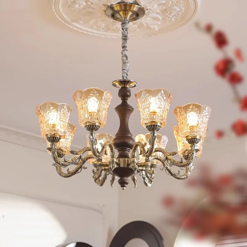 

French medieval living room chandelier 2025 new designer warm bedroom dining room American retro lamps