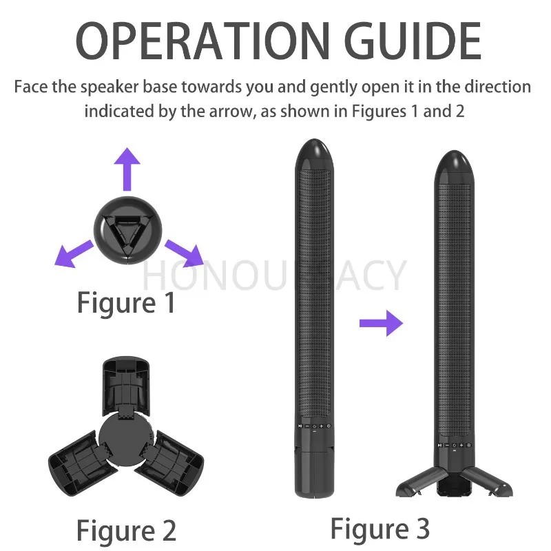 

Матовый черный Bluetooth-динамик Rocket с подсветкой, складная подставка-штатив для декора дома и офиса, поддержка оптоволоконного входа