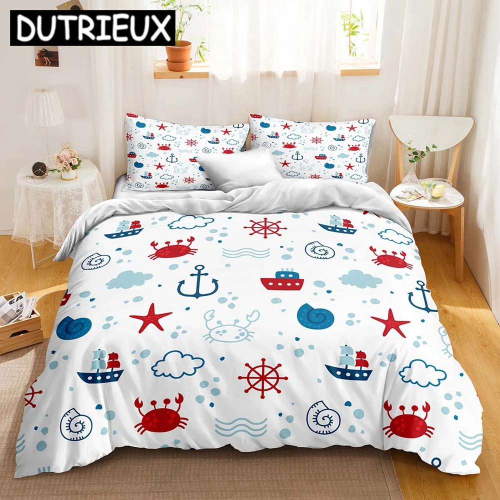 

Ocean Duvet Cover Set Ocean Bedding Set Girls Boys Cartoon Cute Sea Life Bedding All Size Dropshipper Bedding Set