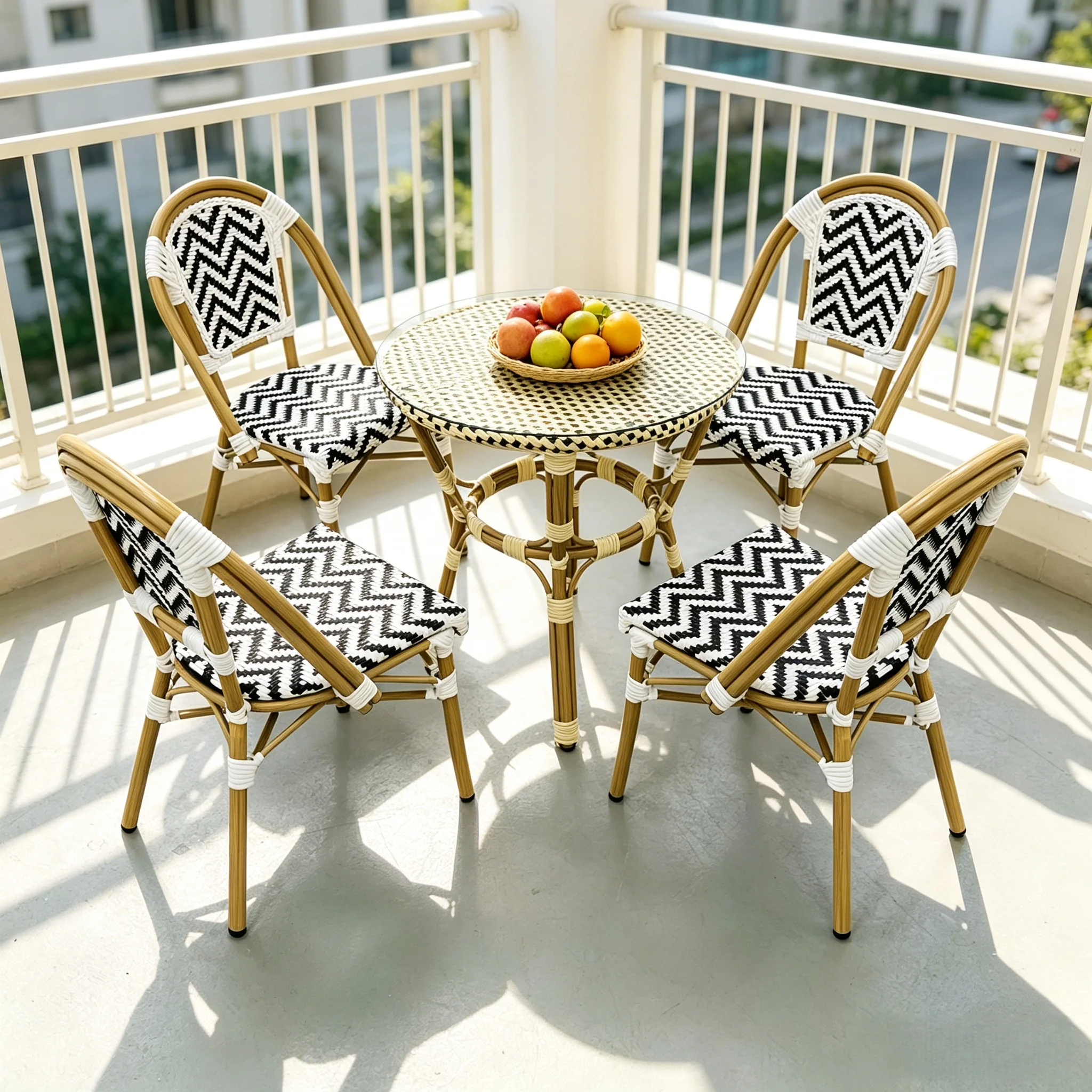 *Durable French Outdoor Aluminum Frame 5-Piece Armless Chair Set Comfortable Portable Light Furniture for Hotel School Use Garde