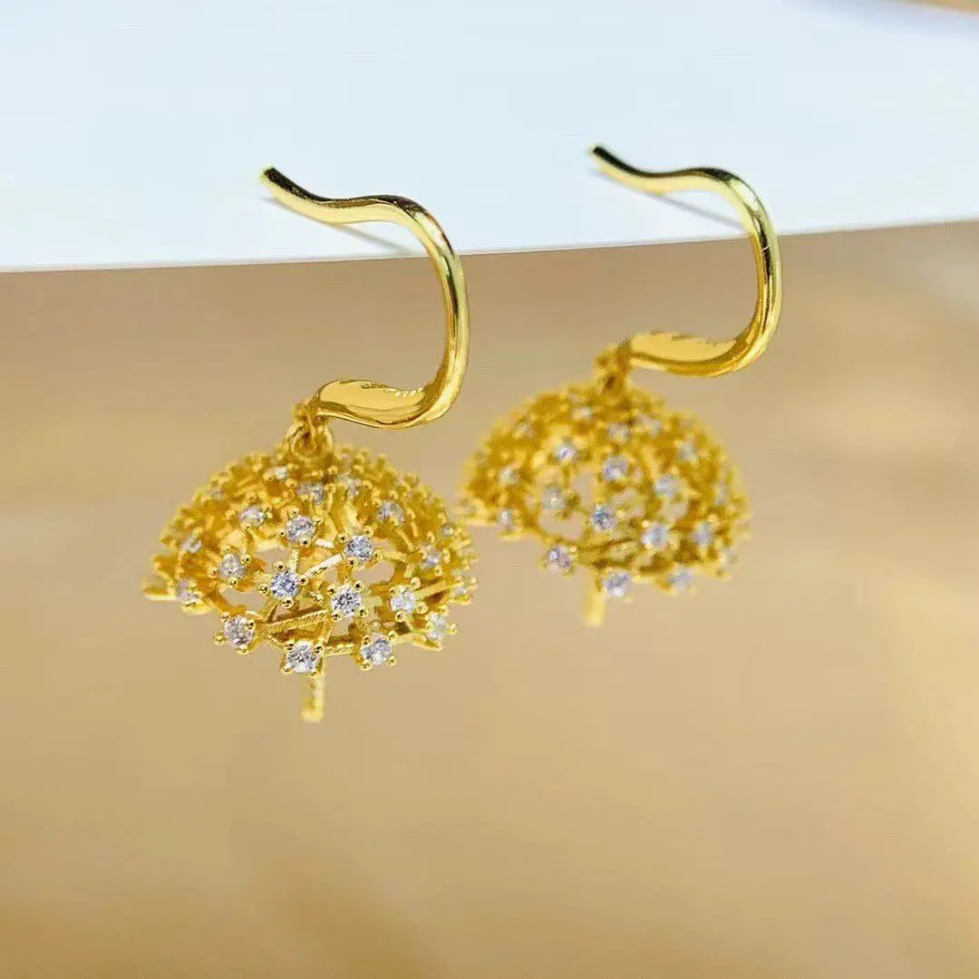 Wholesale S925 Sterling Silver Earrings Mount Findings Settings Base Mounting Parts Accessory for 11-15mm Pearls 5 pairs/lot