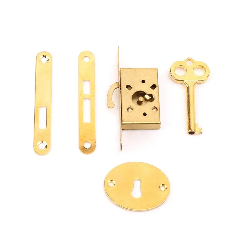 L1EF قفل درج عتيق مع مفتاح عتيقة صناديق صغيرة خزانة الأثاث الأثاث #6