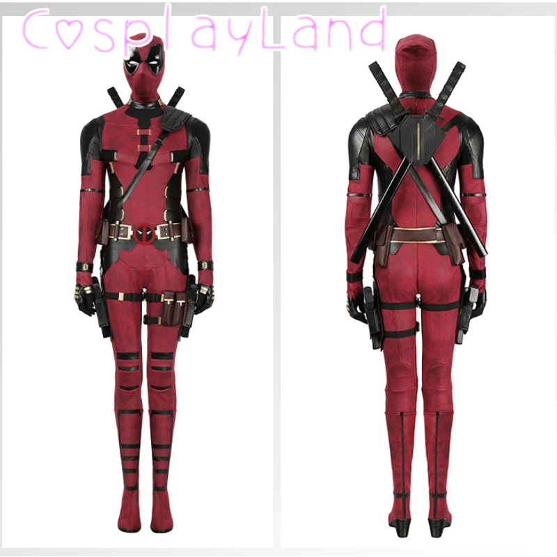 

New Arrival DP3 Mr. Pool Lady Cosplay Costume Suit Superhero Red Leather Women Jumpsuit Halloween Carnival Christmas Outfit