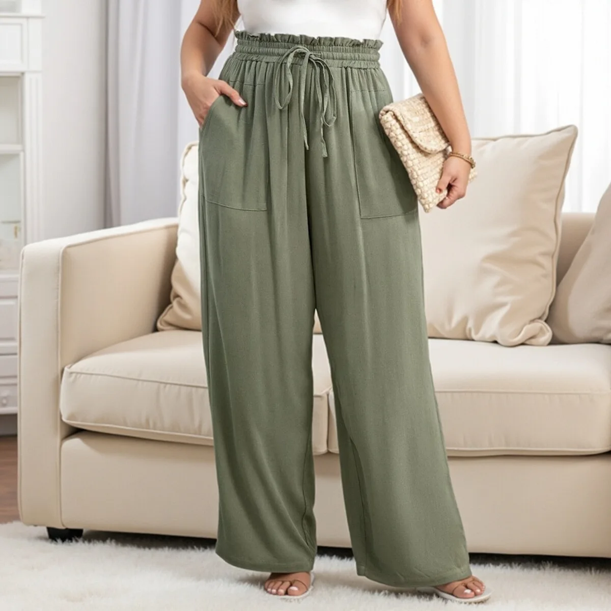 

Женские повседневные брюки большого размера с эластичными ремнями на талии, удобные осенние женские брюки больших размеров