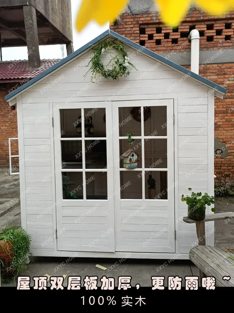 HHPreservative Wood Chalet Pavilion Construction Garden Homestay Outdoor Assembly Movable Closed Wooden House Courtyard