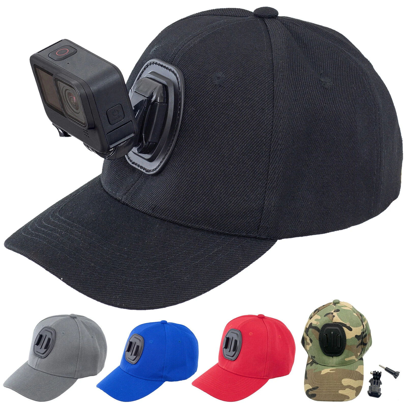 Baseball Cap Hat with J-Hook Buckle Mount Adapter for GoPro DJI and Other Action Cameras