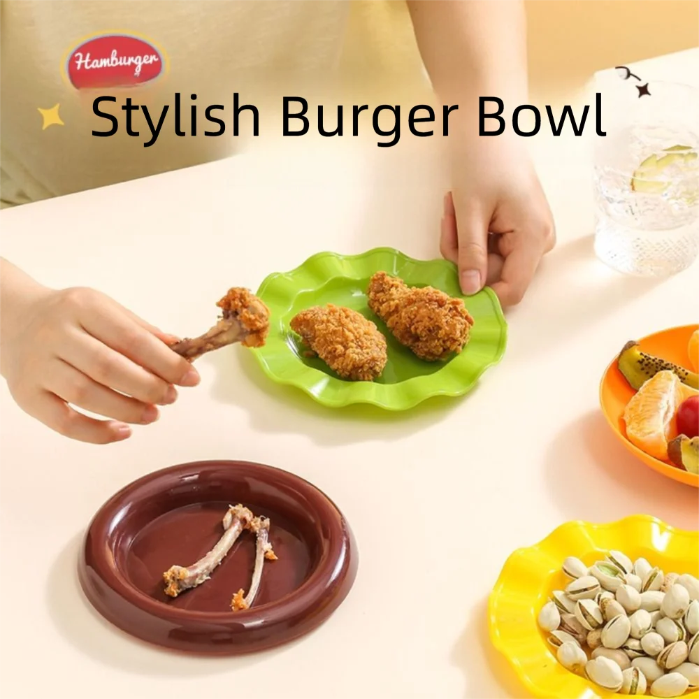 

Stackable Cartoon Burger Seasoning Dish Set 7/5-Layer Creative Candy Dessert Plate Space Saving Multi-purpose Spit Bone Dish