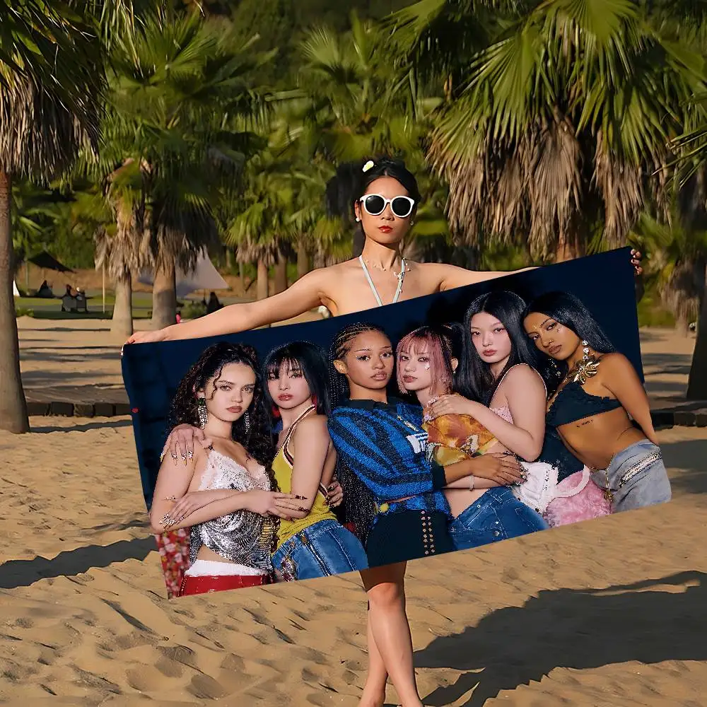 Korea Kpop Band K-Katseye Microfiber Blanket Quick Drying Beach Towels Oversized Printing Super Absorbent Pool Towel Blanket