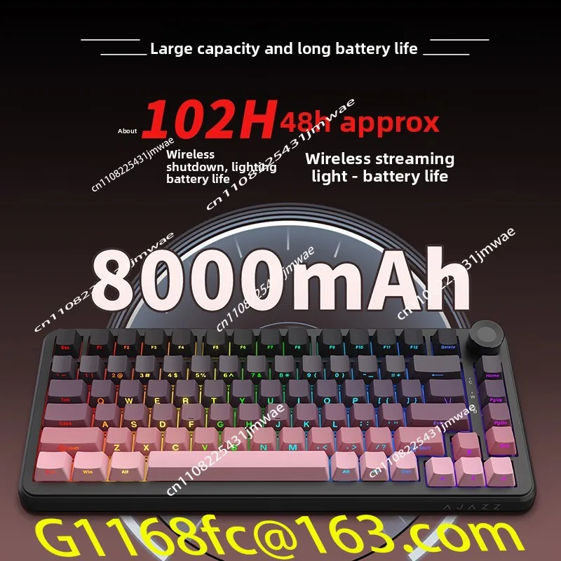 K81 Customized Three-mode Side-engraved Mechanical Keyboard PBT Two-color Gradual Change Luminous Keycap