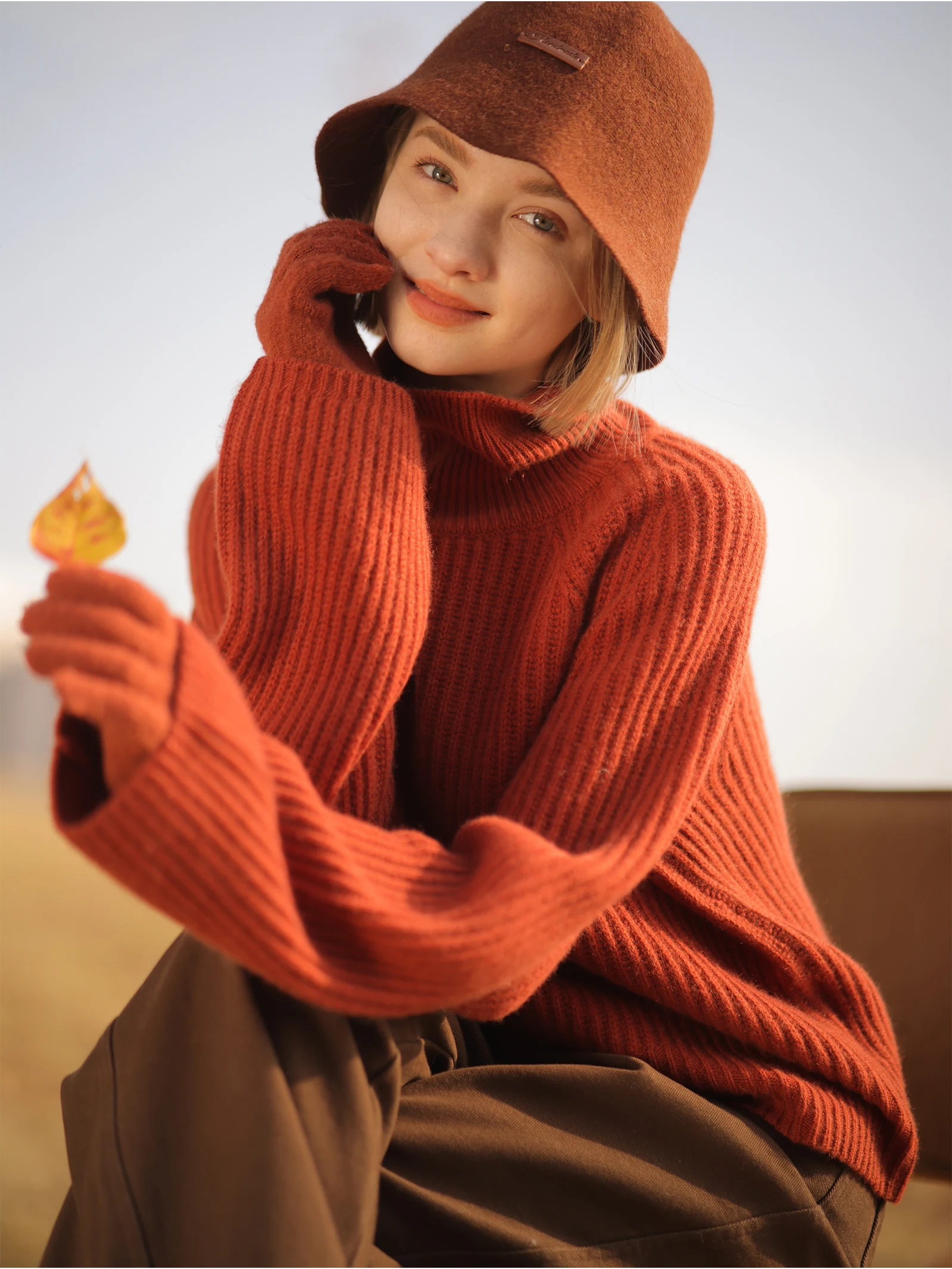 

Zhao Daxi Winter Love Song 00% Camere Purl High Ne Sweater Women's Loose Fit Long Sve Knitwear Winter Autumn Season