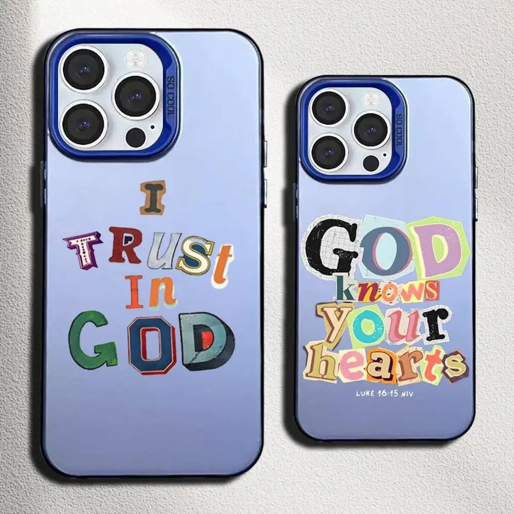 

Чехол для телефона с изображением Иисуса God Quote Scrawl для iPhone 17,16,15,14,13,12,11, Mini, Pro, SE, MAX, синий матовый силиконовый чехол