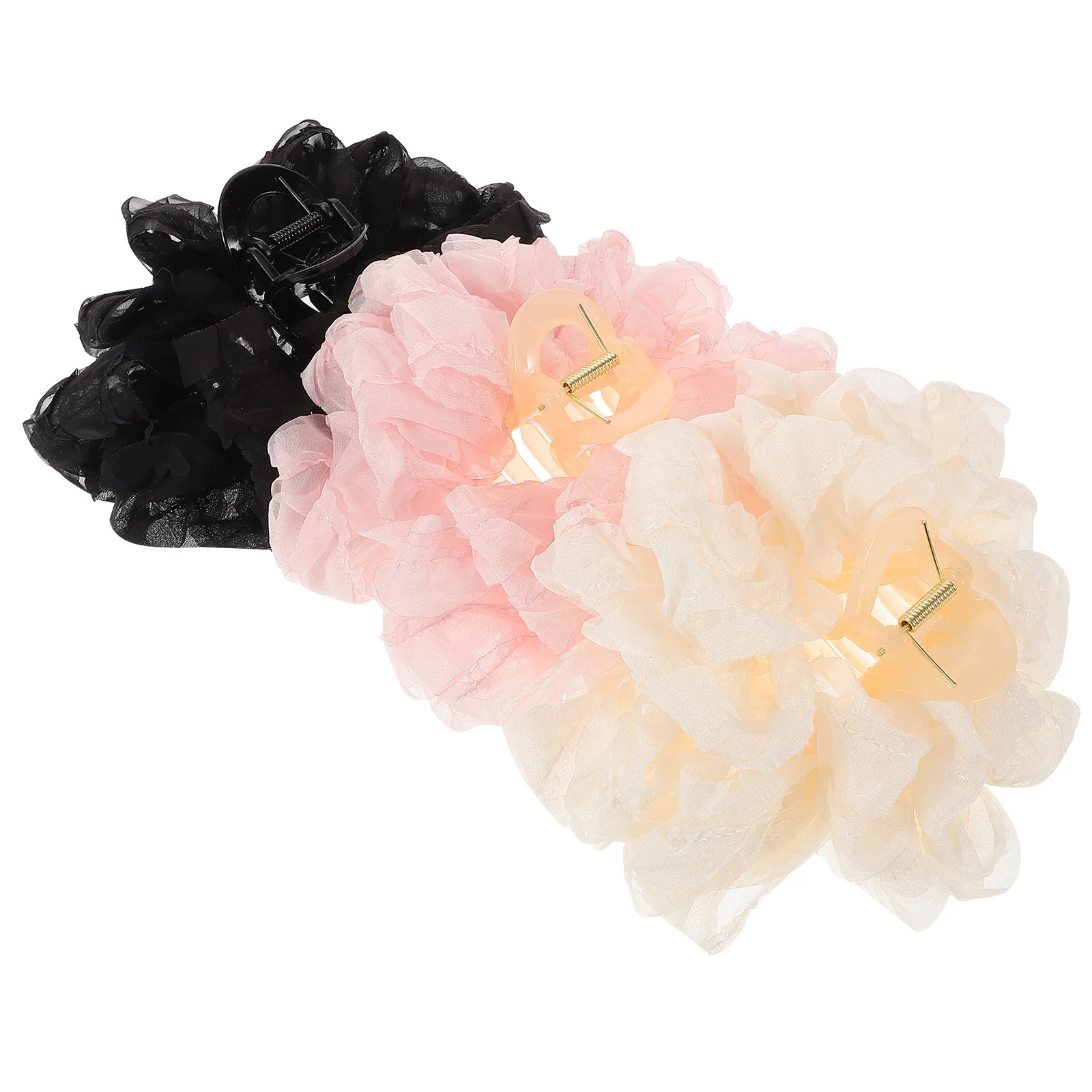 3 قطع من مشابك شعر على شكل فيونكة باللون الأبيض والوردي والأسود، مشابك فكية آمنة، ملحقات تصفيف الشعر السميكة مناسبة #5