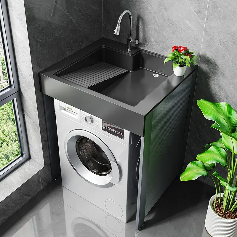 Simple modern balcony washing machine integrated finished cabinet small apartment laundry cabinet honeycomb aluminum bathroom ca