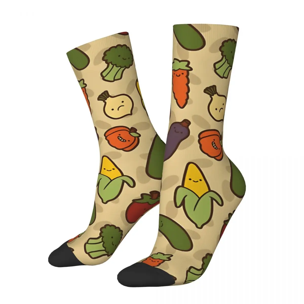 

Retro Happy Little Vegetables (And One Sad Onion) Men's compression Socks Unisex Street Style Pattern Printed Novelty Crew Sock