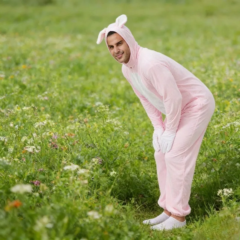 

Костюм милого кролика для взрослых, розовый, для косплея, маскарада, вечеринки, унисекс