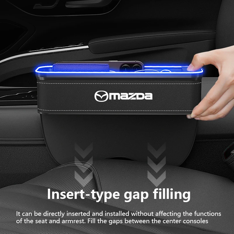 For Mazda Axela 6 Atenza CX-30 CX-5 MX-5 CX-50 CX-4 CX-8 EZ-6 2025 Car Seat Gap Slot Crevice Storage Box USB Charging Organizer view 4