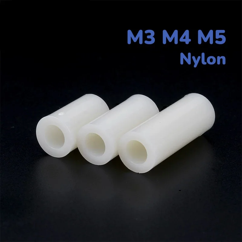 Nylon Straight Column Plastic Insulated Screw Sleeve Shaft Sleeve PC Board Elevate M3 M4 M5 Length 2~50mm