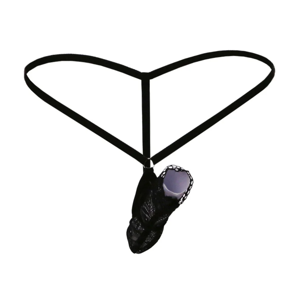 1 Buah Pakaian Dalam Seksi Renda Pria T-back Tembus Pandang Celana T-Celana Kantong Selubung Terbuka Tali Tipis Jaring G-string Thong