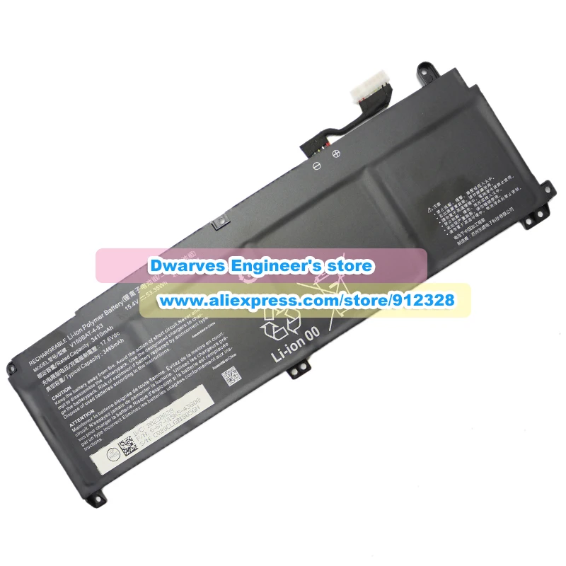 Genuine V150BAT-4-53 Battery 6-87-V150S-53G00 15.4V 3410mAh 53.35Wh for Medion Erazer Scout E20 Hasee CV15S02 Z8-DA7NP G8-DA7NT