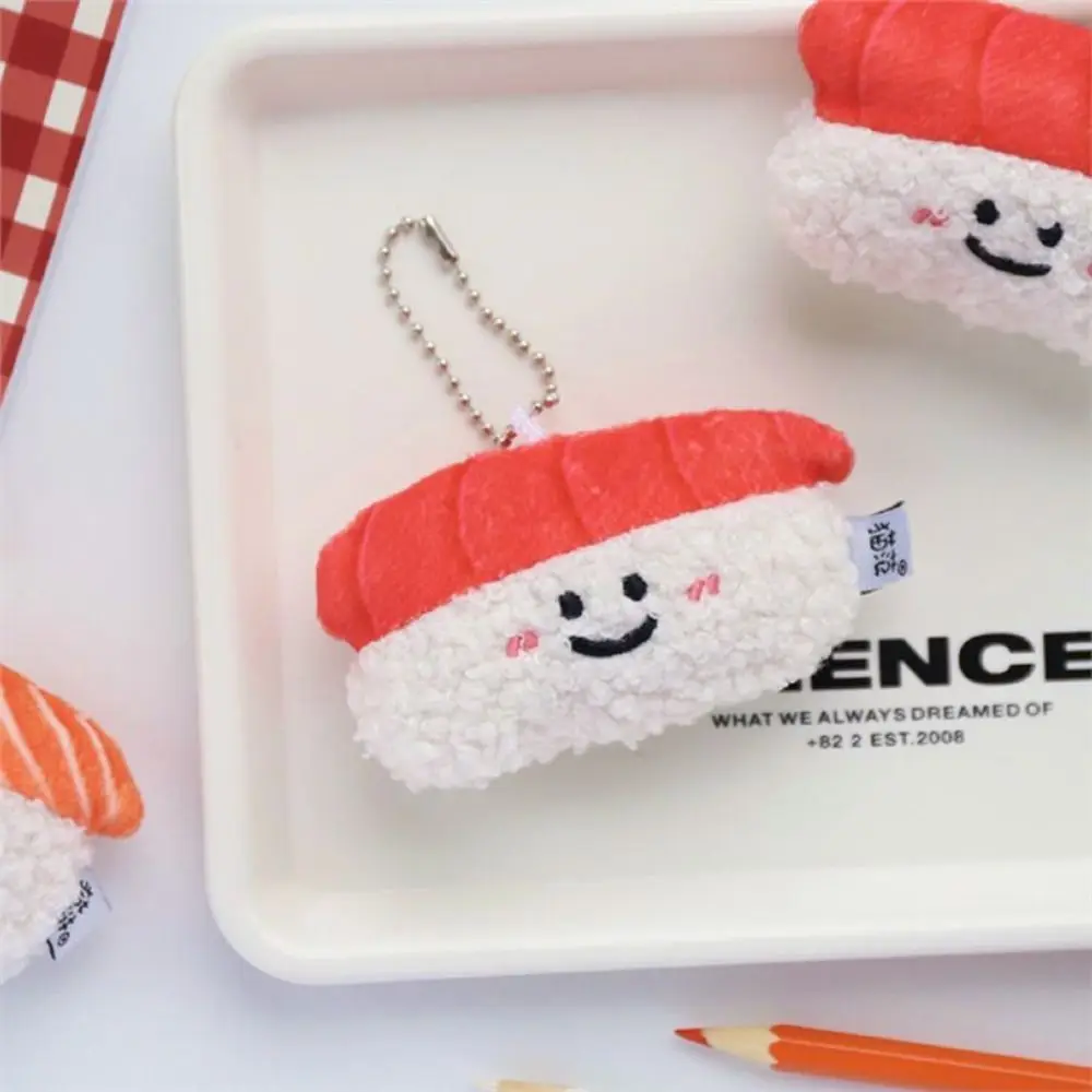 Mini Salmon Sushi Plush Doll Keychain Key Buckle Expression Plush Doll Toy Backpack Charms Plush Children