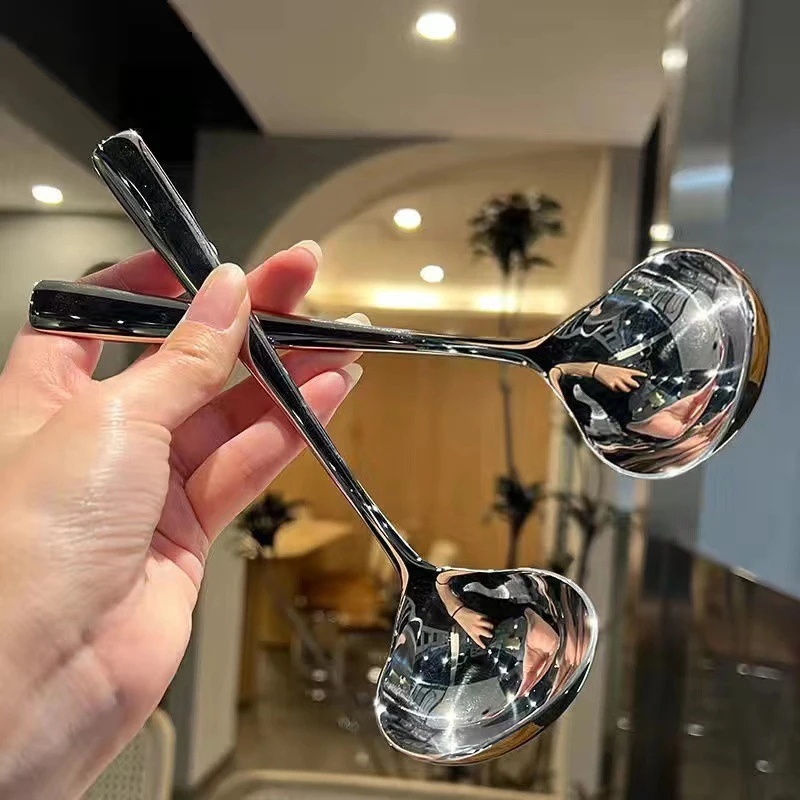 Stainless Steel Soup Spoon Kitchen Utensils Thickened Cooking Pot Soup Spoon Drinking Porridge Spoon Kitchen Tools