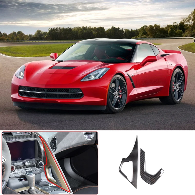 

For Chevrolet Corvette C7 2014-2019ABS Carbon Fiber Style Center Control Handle Frame Decorative Sticker Car Accessories